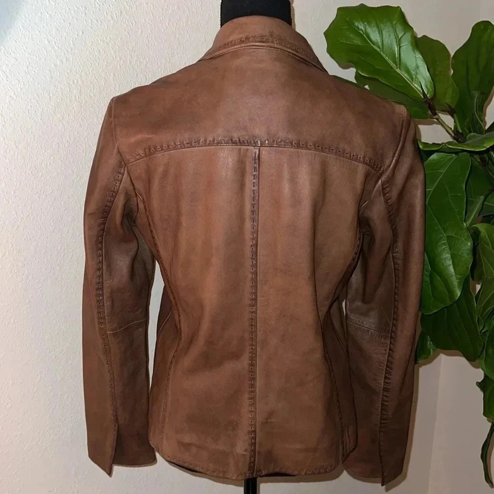 Sundance Tan Leather Blazer - Picture 5 of 14